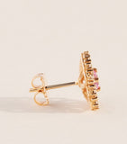 Suzanne Kalan rose gold flower stud earrings with pink sapphire and diamonds, UK version
