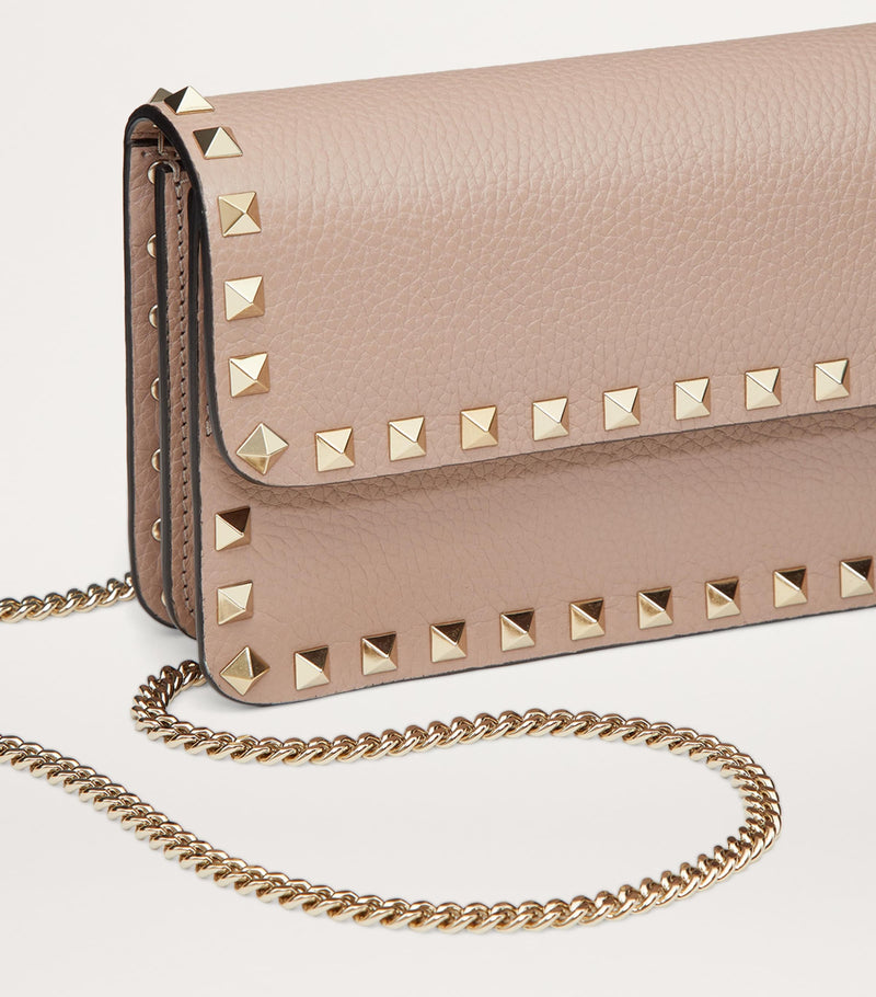 Valentino Garavani Rockstud chain wallet leather, UK version