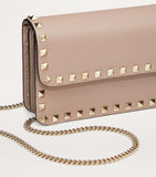 Valentino Garavani Rockstud chain wallet leather, UK version
