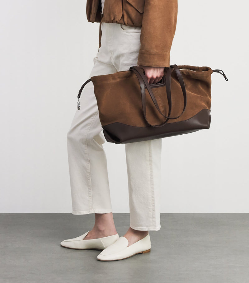 Maje leather and suede Milpi tote bag, imported from the UK