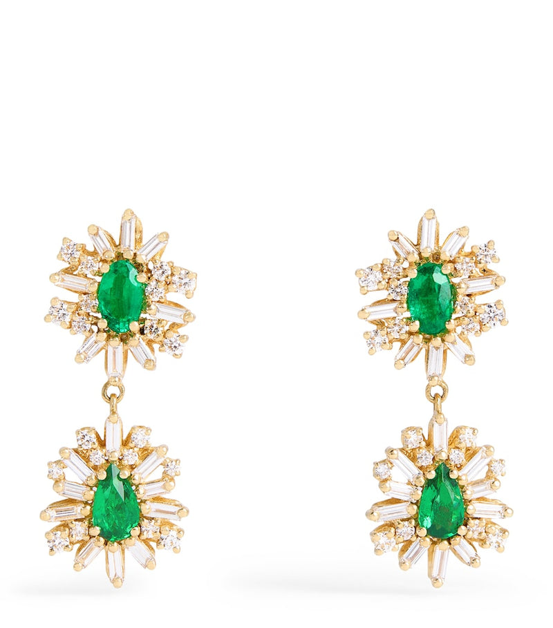 Suzanne Kalan diamond and emerald drop earrings UK version