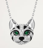 Boucheron leopard cat pendant necklace diamond emerald 44cm - British product
