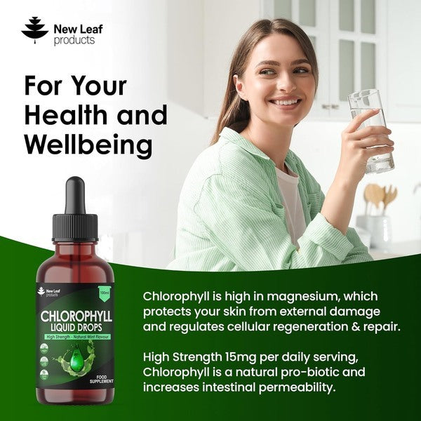 New Leaf liquid chlorophyll 100mg 100ml, imported from the UK
