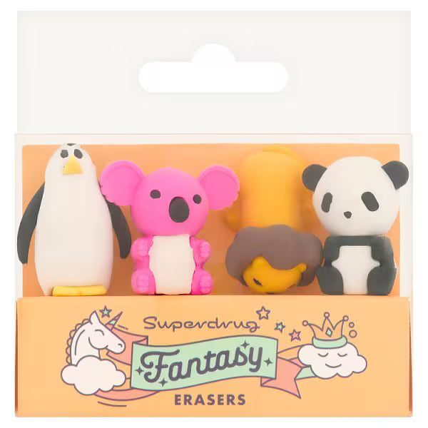 Novelty eraser set double face pack of 4 - British product