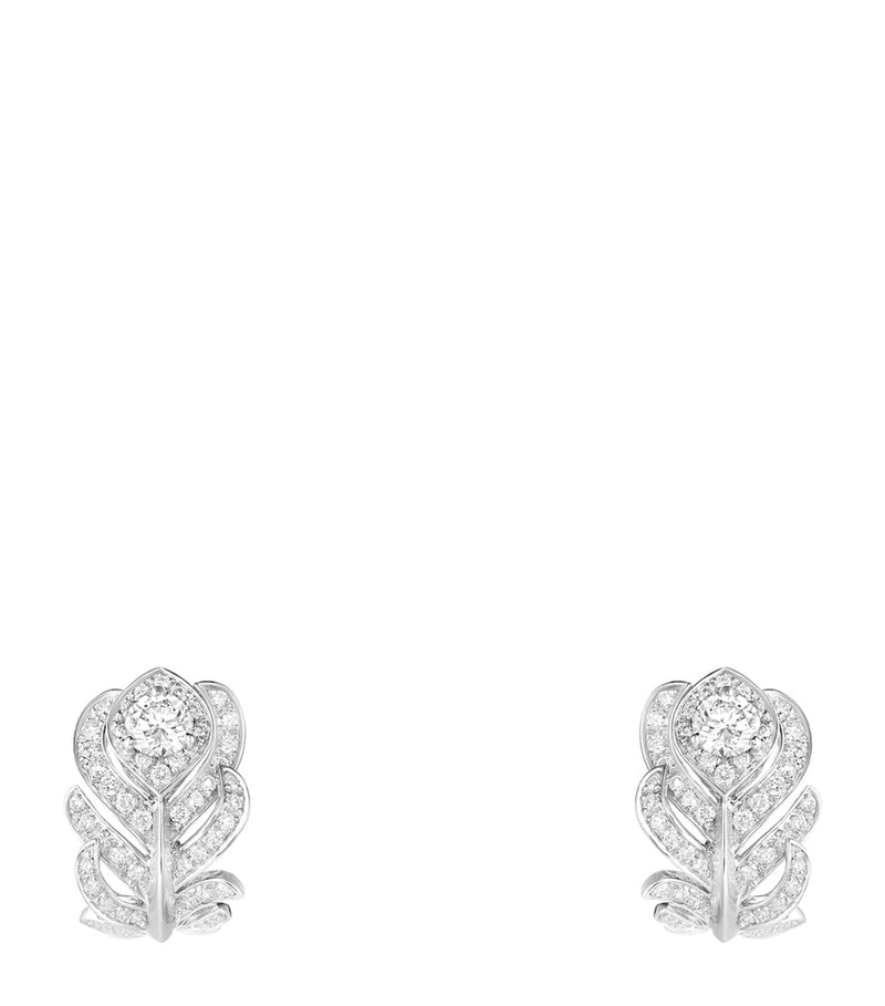 Boucheron Plume de Paon clip-on earrings in white gold with diamonds - British product