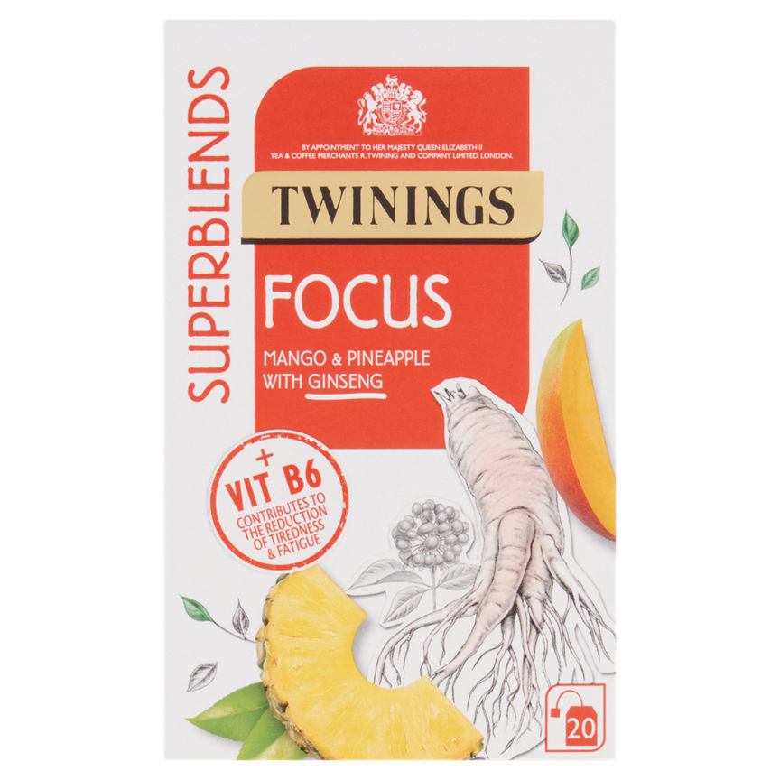Twinings Superblends Focus Mango & Pineapple with Ginseng 20 Tea Bags 30g GOODS ASDA