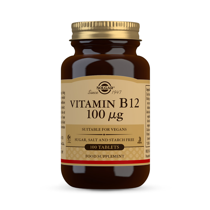 Solgar vitamin B12 supplement 100µg 100 tablets, imported from the UK