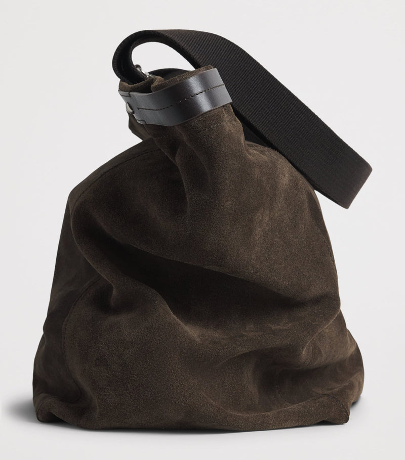 NN.07 suede tote bag with handles and strap, imported from the UK