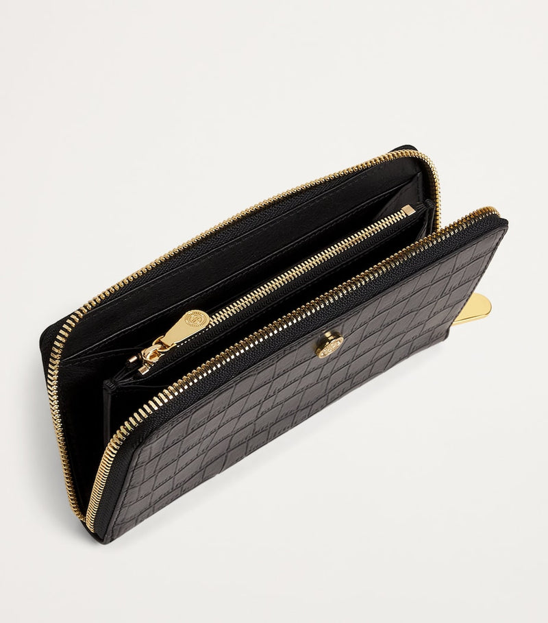Harrods croc-embossed leather long wallet (British brand)