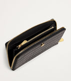 Harrods croc-embossed leather long wallet (British brand)
