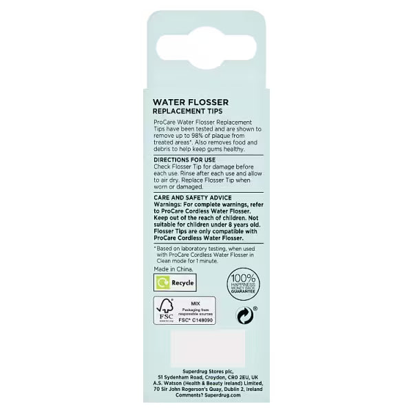 Superdrug Water Flosser Replacement Tips 2 Pack (British brand)