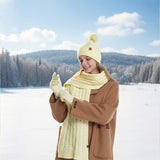 Livingandhome winter hat scarf gloves set beige - British product