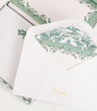 Harrods Menagerie stationery set with envelopes, fountain pen, note cards, and letter paper, UK version