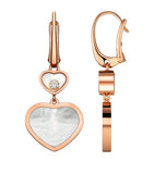 Chopard Happy Hearts drop earrings in rose gold with mother-of-pearl and diamond, UK version