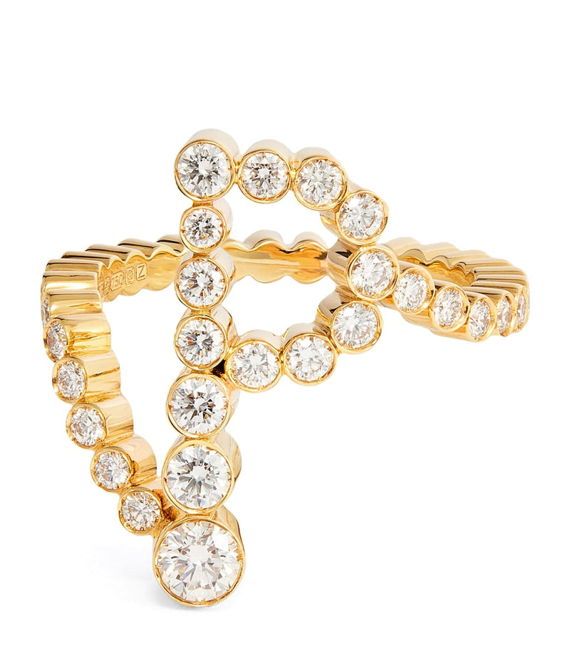 Sophie Bille Brahe initial 'P' ring yellow gold diamonds imported UK
