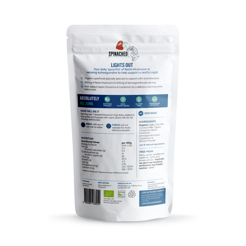 Spinached Lights Out superfood powder 200g - British product