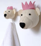 Fiona Walker mini organic wool polar bear head decoration 20cm - British product