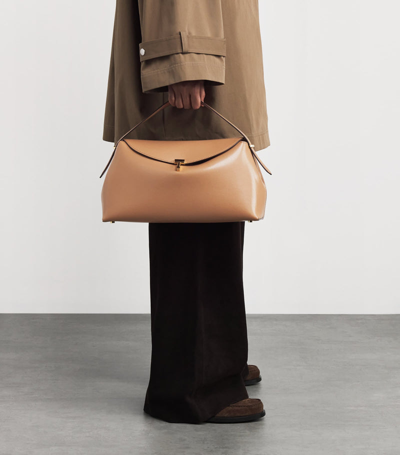 Toteme large leather T-Lock top-handle bag (British brand)