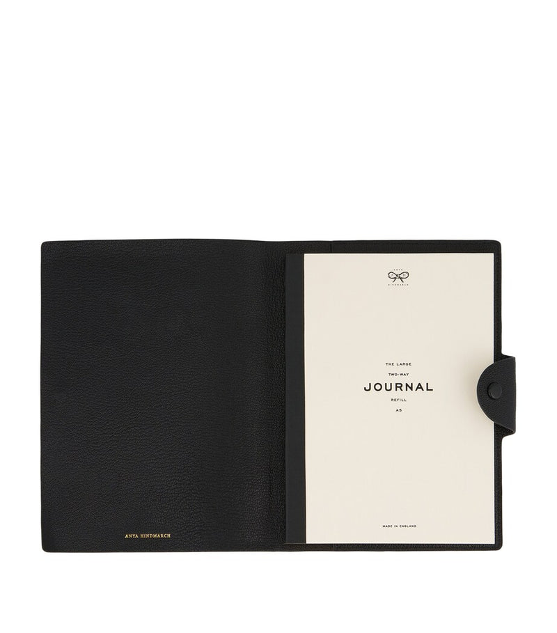 Anya Hindmarch A5 leather journal with Eyes motif and refillable paper pad - British product