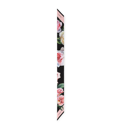 Harrods Dolce&Gabbana Silk Rose Print Skinny Scarf 6cm x 100cm- Buy online at McGrocer