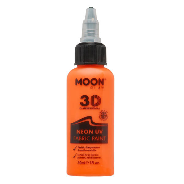 Moon Glow neon UV fabric paint intense orange 30ml - British product