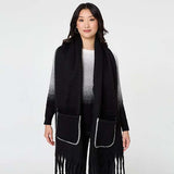 Izabel London fringed contrast stitch oversized scarf (British brand)