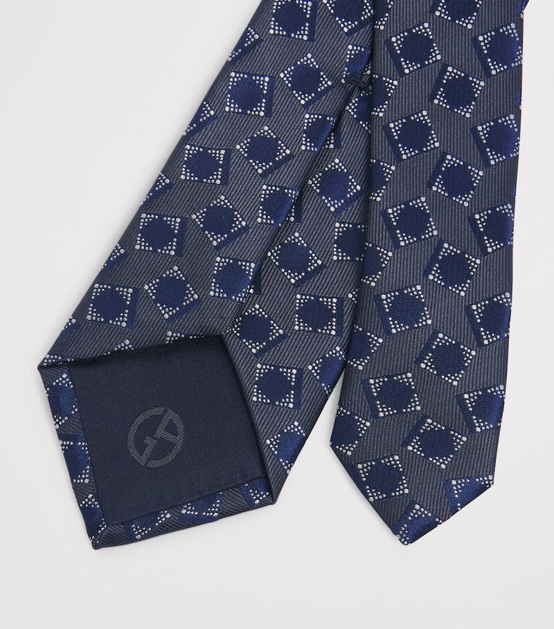Giorgio Armani silk geometric jacquard tie 7cm - British product