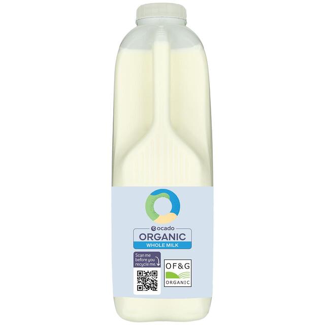 Ocado Organic British Whole Milk 2 Pints 1.136L - McGrocer