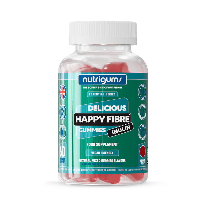 Nutrigums Happy Fibre Inulin gummies 60 count, imported from the UK