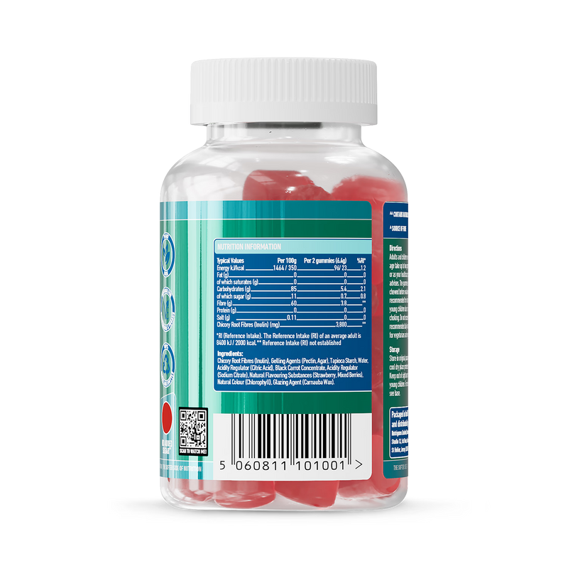 Nutrigums Happy Fibre Inulin gummies 60 count, imported from the UK
