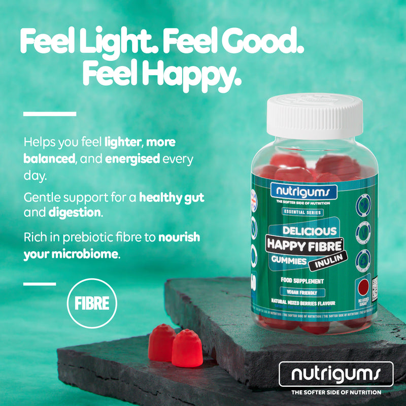 Nutrigums Happy Fibre Inulin gummies 60 count, imported from the UK