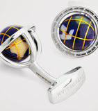 Tateossian globe cufflinks sterling silver lapis lazuli, imported from the UK