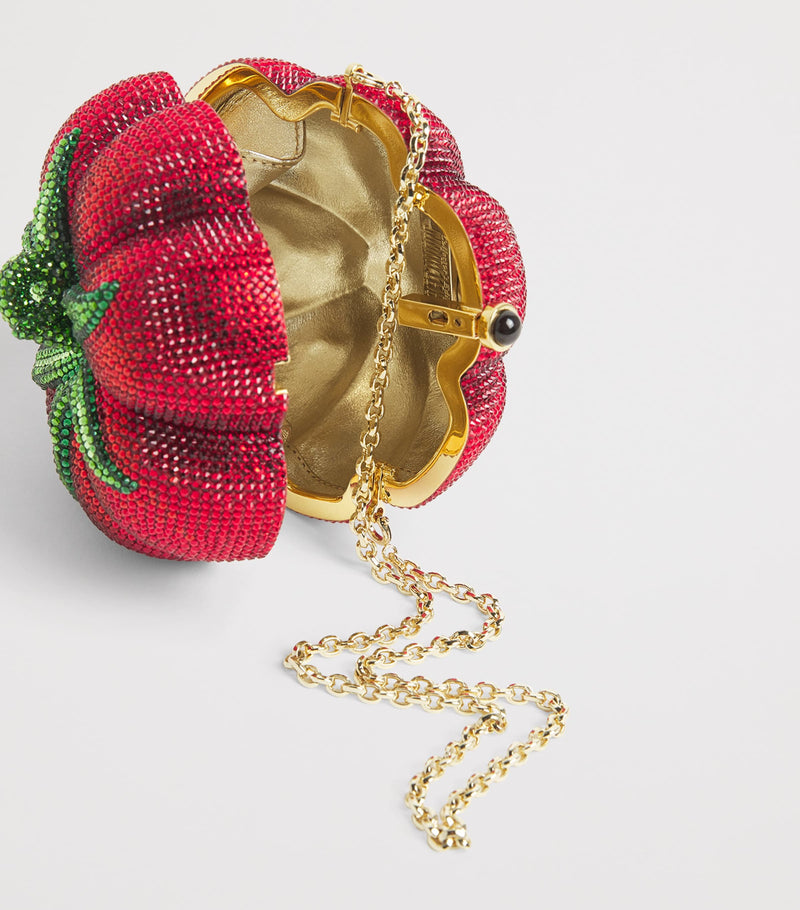 Judith Leiber tomato clutch bag, imported from the UK