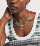 Hermina Athens beaded sun charm necklace with gold-tone pendant, imported from the UK