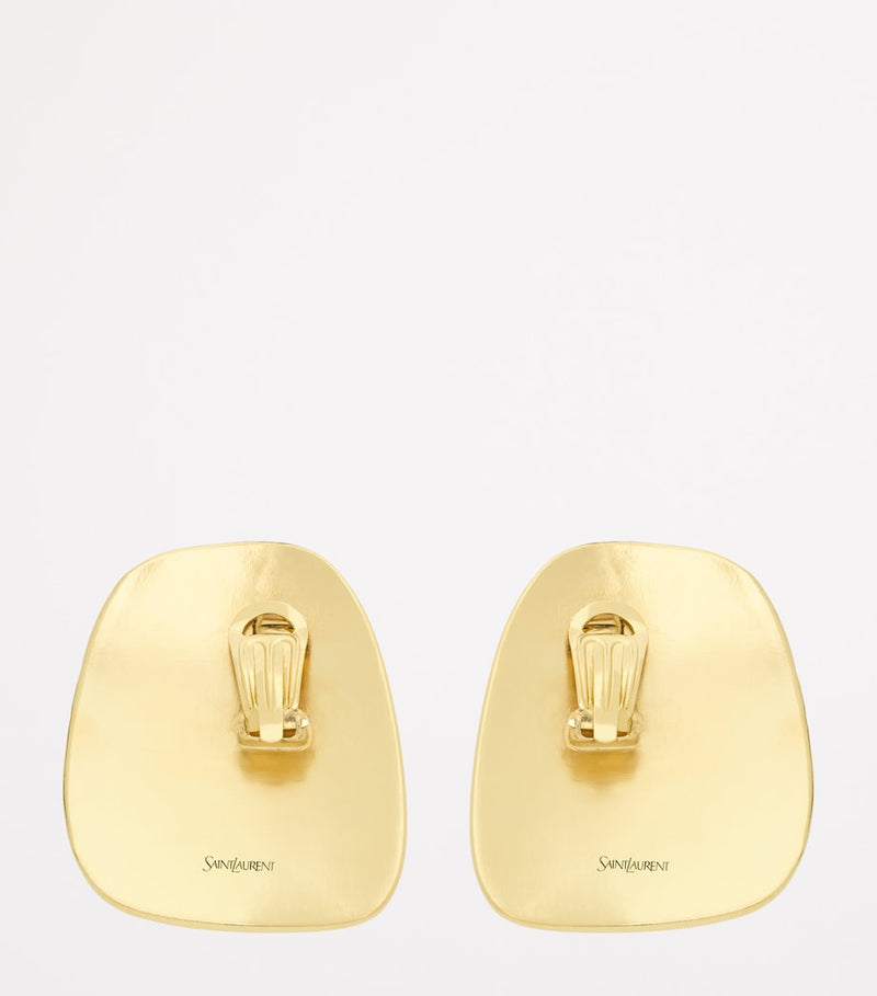 Saint Laurent Cabochon clip-on earrings with gold-tone frame, UK version