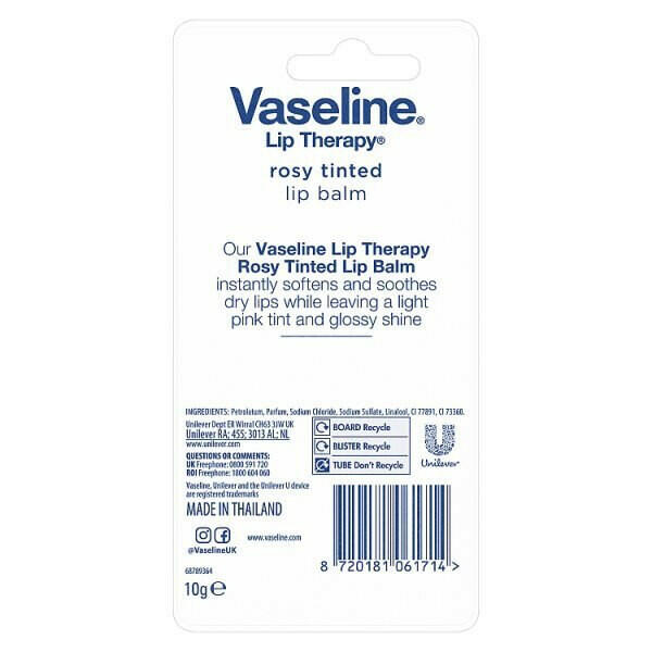 Vaseline Lip Therapy Lip Balm Tube Rosy Tinted 10G GOODS Superdrug