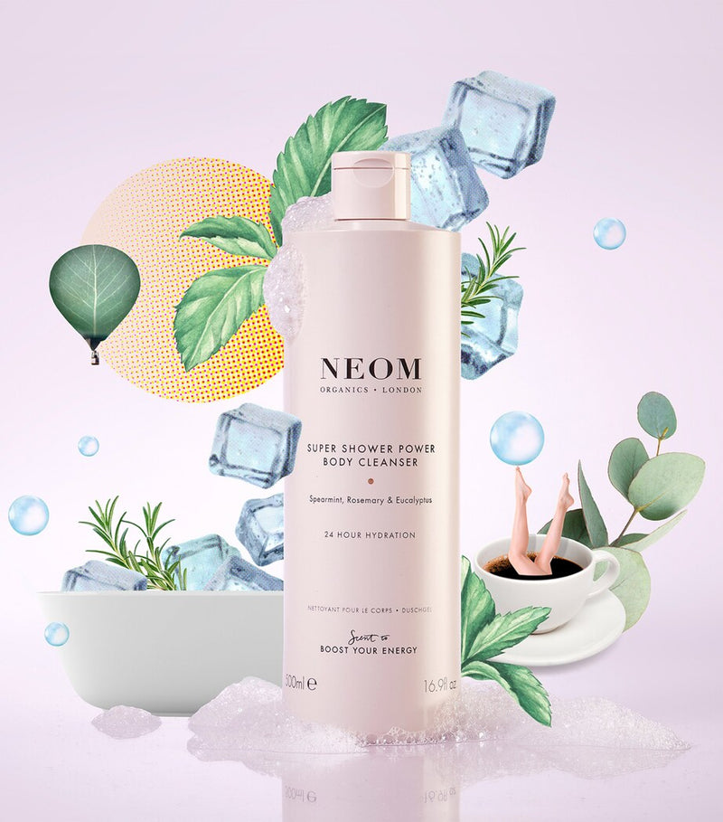 NEOM Super Shower Power Body Cleanser 500ml, imported from the UK