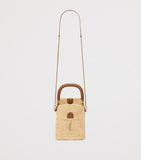 Saint Laurent raffia Gaby bucket bag with leather trims - British product
