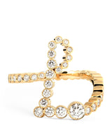 Harrods Sophie Bille Brahe Yellow Gold and Diamond Ensemble 'L' Ring- Buy online at McGrocer