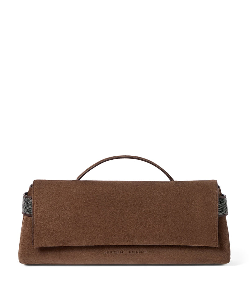 Brunello Cucinelli Essence suede flap top-handle bag - British product