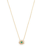 Suzanne Kalan evil eye pendant necklace in yellow gold with diamonds and emerald, UK version
