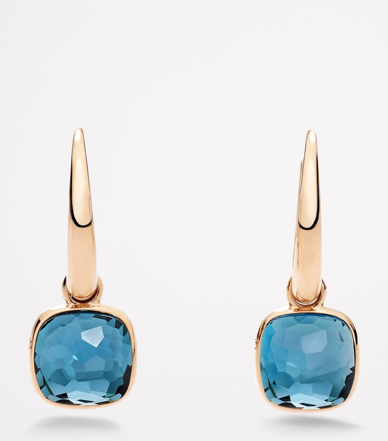 Pomellato Nudo rose gold blue topaz drop earrings - British product
