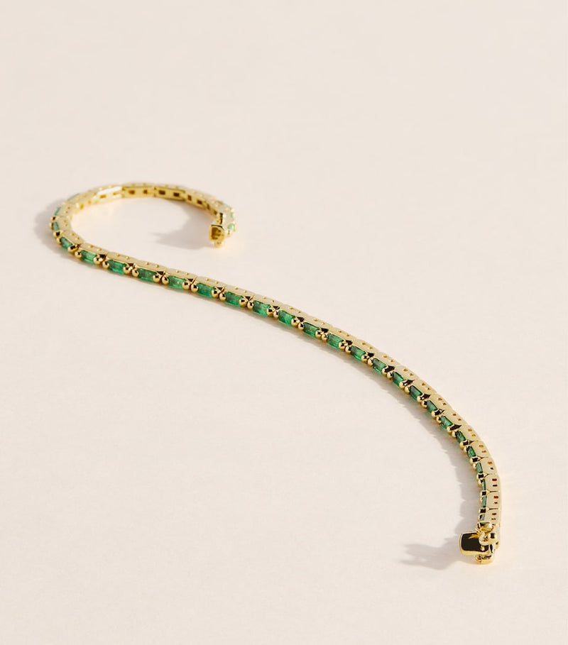 Suzanne Kalan yellow gold and emerald bold linear tennis bracelet, UK version