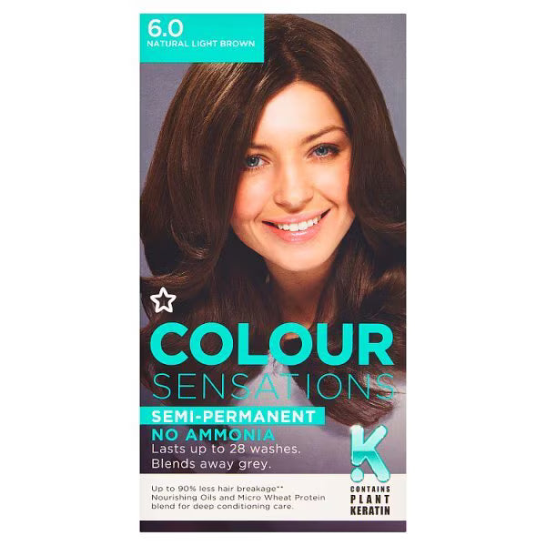 Superdrug Sensations Light Brown 6.0 Hair Dye (British brand)