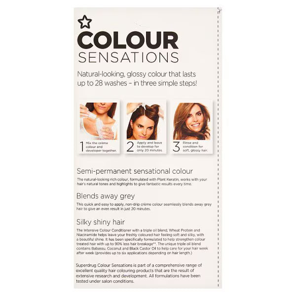 Superdrug Sensations Light Brown 6.0 Hair Dye (British brand)
