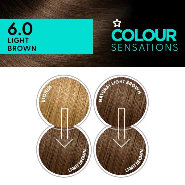 Superdrug Sensations Light Brown 6.0 Hair Dye (British brand)