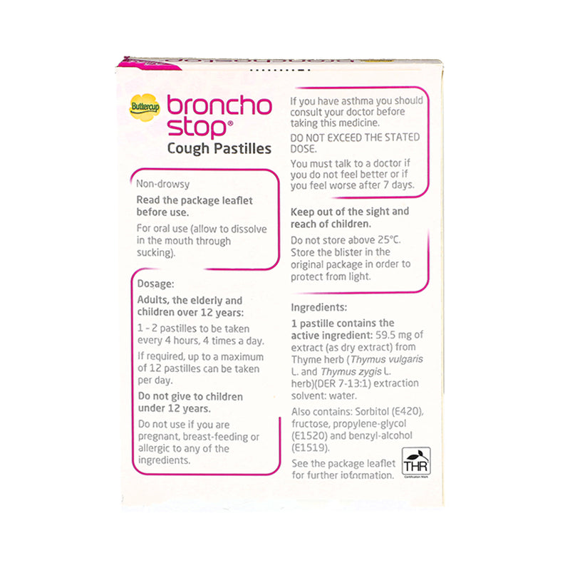 Bronchostop cough pastilles 20 pack - British product