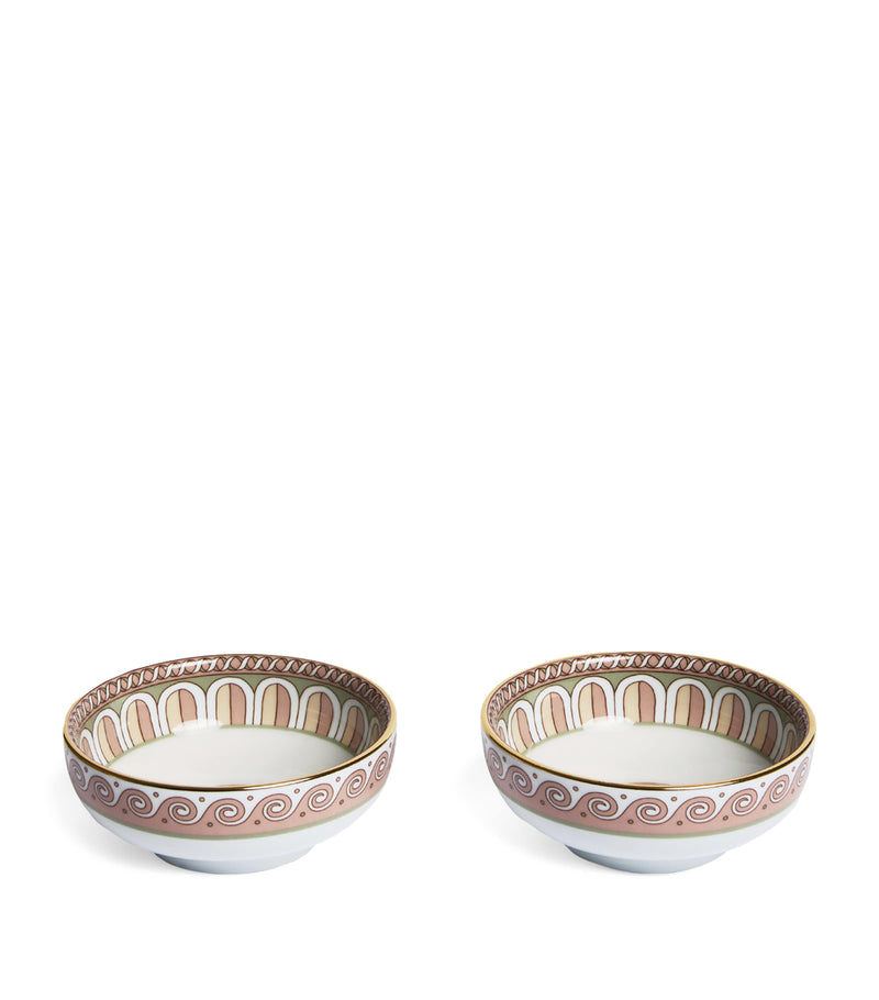 La Doublej set of 2 Napoli snack bowls with gold trims, 13cm diameter, UK version