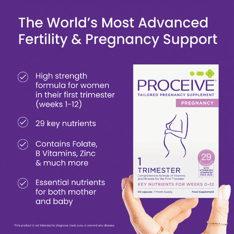Proceive Pregnancy Trimester 1 60 Capsules, imported from the UK