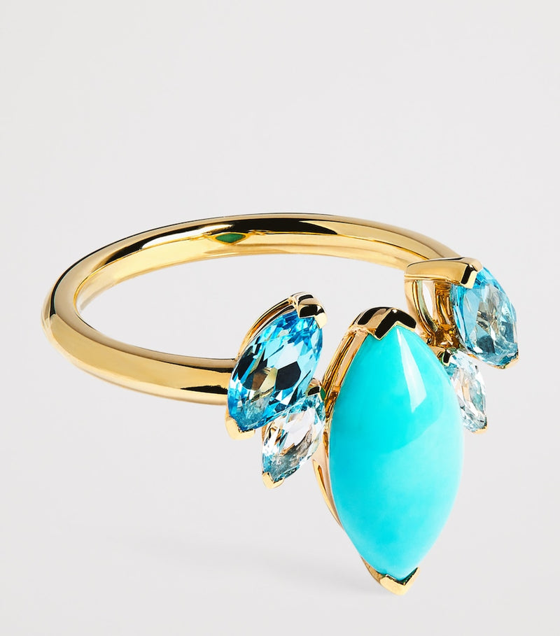 Emily P. Wheeler yellow gold topaz turquoise batik ring, UK version